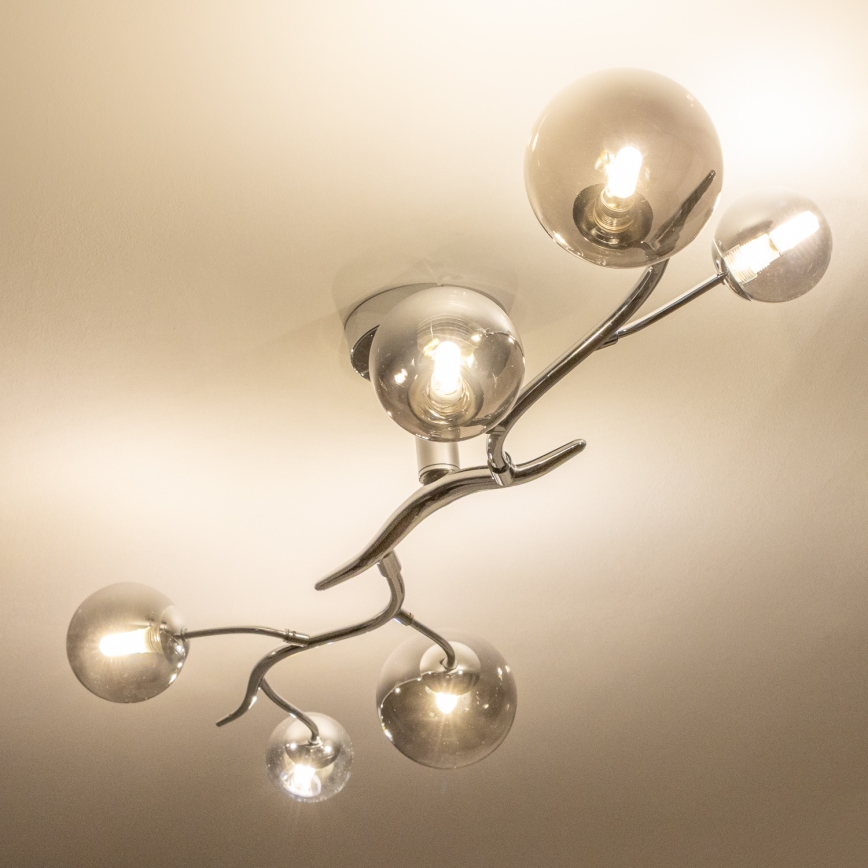 Brilagi - LED pinta-asennettava kattokruunu MISTEL 6xG9/3W/230V musta kromi/savunvärinen