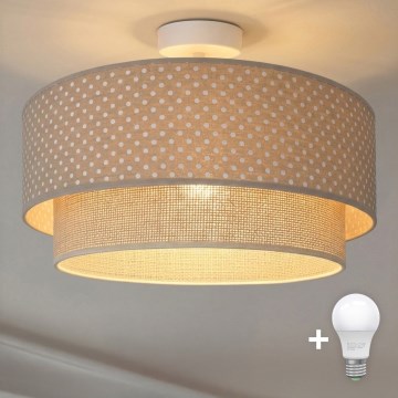 Brilagi - LED-pinta-asennettava kattovalaisin BOHO BOBO 1xE27/60W/230V Ø 40 cm pilkullinen beige/kerma