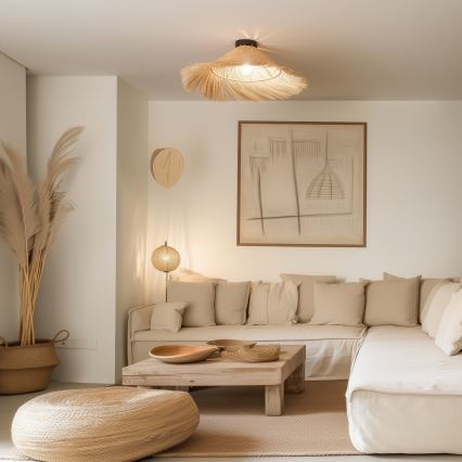 Brilagi - LED-pinta-asennettava kattovalaisin CERIA BOHO 1xE27/40W/230V, halkaisija 70 cm, rottinki