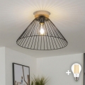 BRILAGI - LED-pinta-asennettava kattovalaisin CERIA WIRE 1xE27/40W/230V halkaisija 45 cm musta/tammi