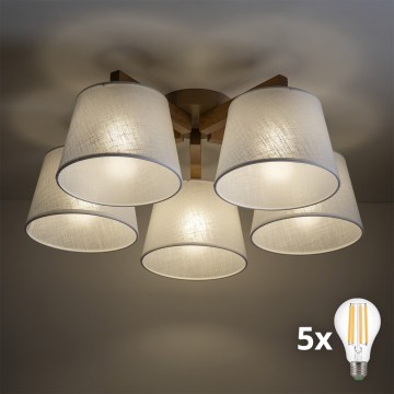 BRILAGI - LED pinta-asennettava kattovalaisin LATTE SABIA 5xE27/15W/230V mänty/valkoinen