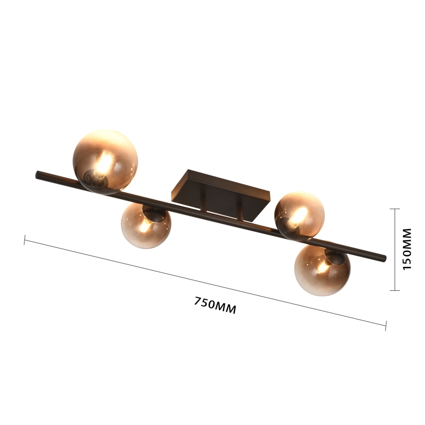 Brilagi - LED-pinta-asennettava kattovalaisin MILLA 4xG9/3W/230V ruskea/savunruskea