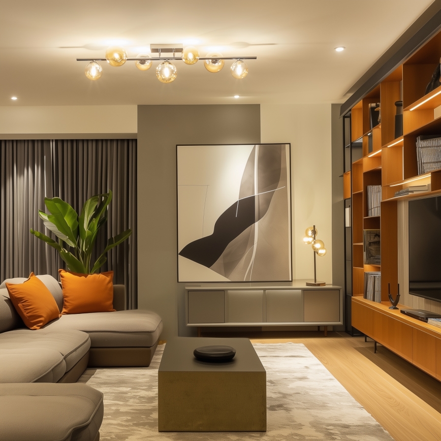 Brilagi - LED-pinta-asennettava kattovalaisin MILLA 7xG9/3W/230V musta kromi/kulta