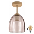 BRILAGI - LED-pinta-asennettava kattovalaisin RETRO GLASS 1xE27/60W/230V halkaisija 17 cm beige/savunbeige