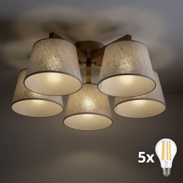 BRILAGI - LED pinta-asennettu kattokruunu LATTE SABIA 5xE27/15W/230V mänty/kerma
