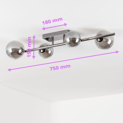 Brilagi - LED pinta-asennettu kattokruunu MILLA 4xG9/3W/230V musta kromi/savunvärinen