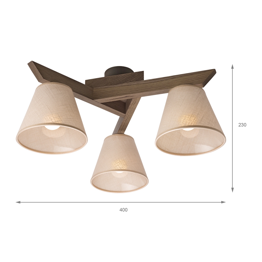 Brilagi - LED Pinta-asennettava kattovalaisin ANTHONY 3xE14/40W/230V tammi pähkinä/beige