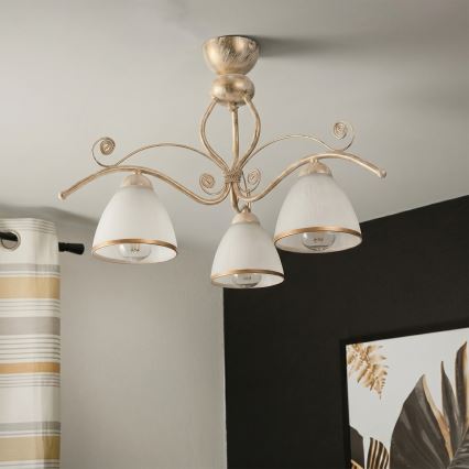 Brilagi - LED-pintakiinnitteinen kattokruunu ANTICO 3xE27/60W/230V valkoinen patina