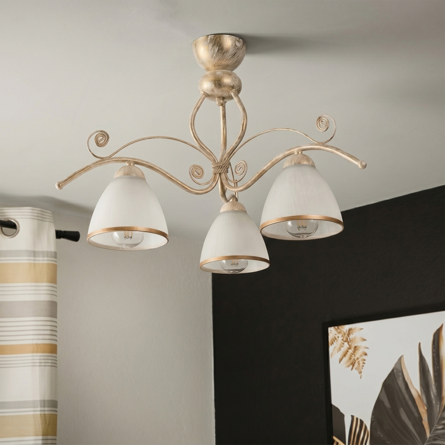 Brilagi - LED-pintakiinnitteinen kattokruunu ANTICO 3xE27/60W/230V valkoinen patina