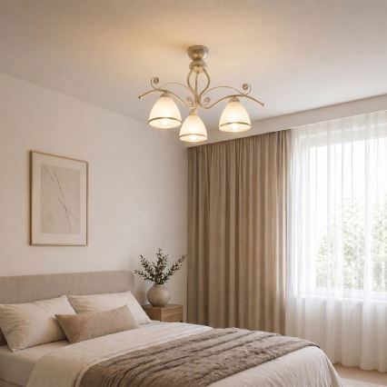 Brilagi - LED-pintakiinnitteinen kattokruunu ANTICO 3xE27/60W/230V valkoinen patina