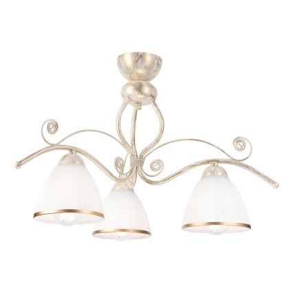 Brilagi - LED-pintakiinnitteinen kattokruunu ANTICO 3xE27/60W/230V valkoinen patina