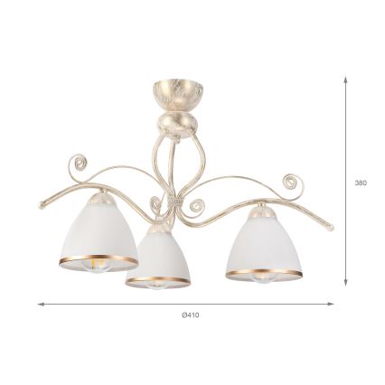 Brilagi - LED-pintakiinnitteinen kattokruunu ANTICO 3xE27/60W/230V valkoinen patina