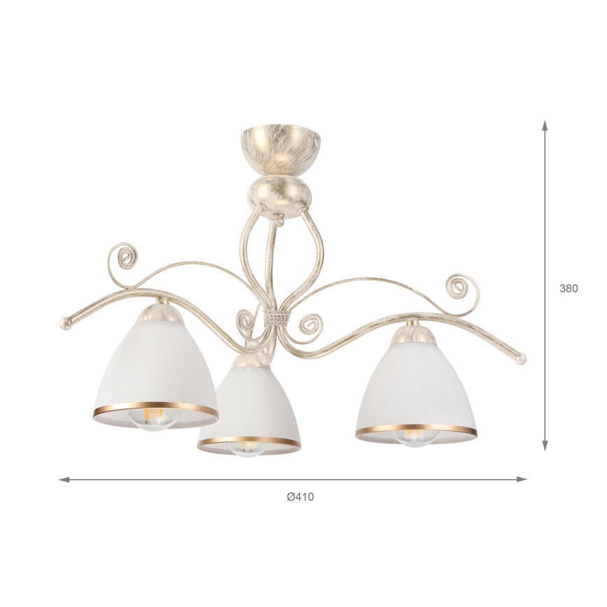 Brilagi - LED-pintakiinnitteinen kattokruunu ANTICO 3xE27/60W/230V valkoinen patina