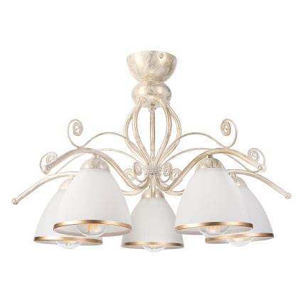 Brilagi - LED-pintakiinnitteinen kattokruunu ANTICO 5xE27/60W/230V 3000K valkoinen patina