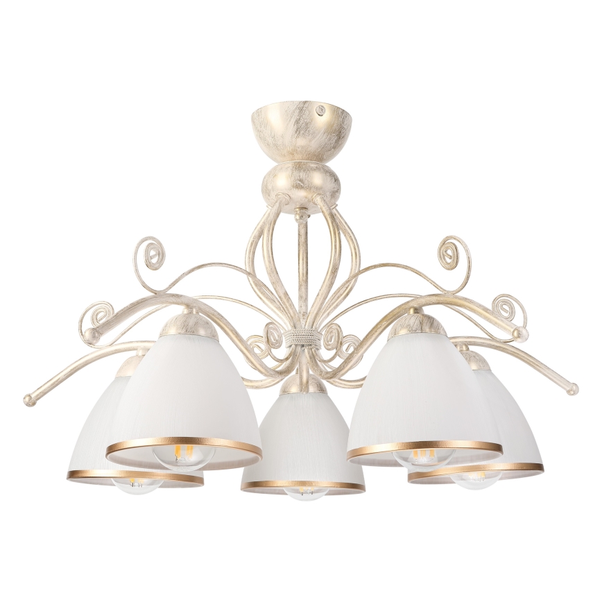 Brilagi - LED-pintakiinnitteinen kattokruunu ANTICO 5xE27/60W/230V 3000K valkoinen patina