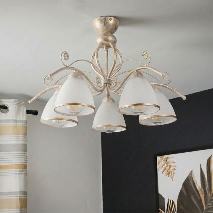 Brilagi - LED-pintakiinnitteinen kattokruunu ANTICO 5xE27/60W/230V 3000K valkoinen patina