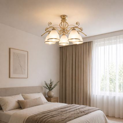 Brilagi - LED-pintakiinnitteinen kattokruunu ANTICO 5xE27/60W/230V 3000K valkoinen patina