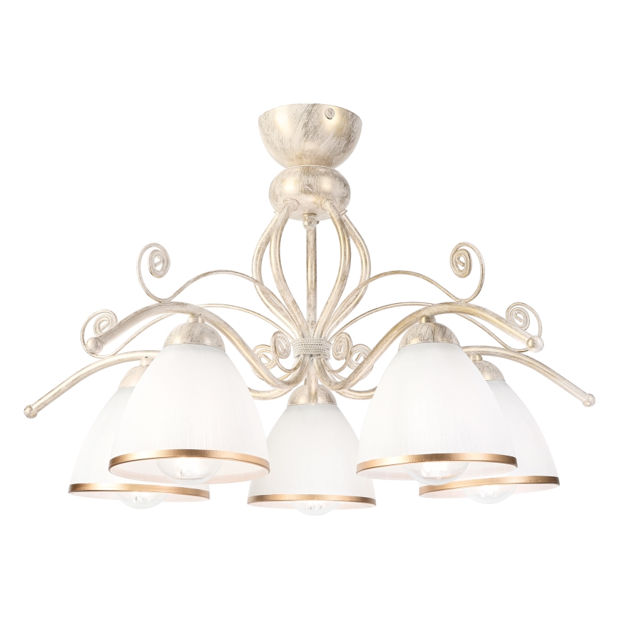 Brilagi - LED-pintakiinnitteinen kattokruunu ANTICO 5xE27/60W/230V 3000K valkoinen patina