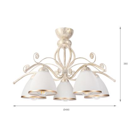 Brilagi - LED-pintakiinnitteinen kattokruunu ANTICO 5xE27/60W/230V 3000K valkoinen patina