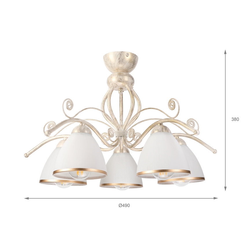 Brilagi - LED-pintakiinnitteinen kattokruunu ANTICO 5xE27/60W/230V 3000K valkoinen patina
