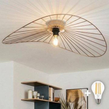 Brilagi - LED-pintakiinnitteinen kattokruunu CERIA WIRE 1xE27/40W/230V 60x80 cm pronssi/tammi