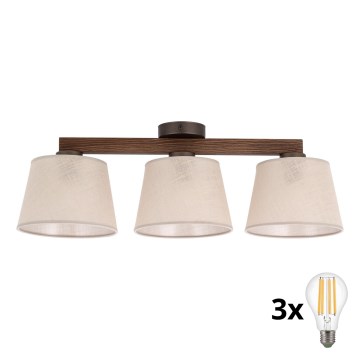 BRILAGI - LED-pintakiinnitteinen kattokruunu LATTE 3xE27/15W/230V mänty/beige