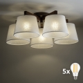 BRILAGI - LED-pintakiinnitteinen kattokruunu LATTE 5xE27/15W/230V mänty/valkoinen