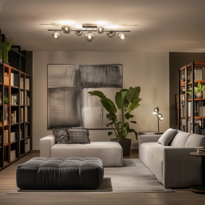 Brilagi - LED-pintakiinnitteinen kattokruunu MILLA 7xG9/3W/230V musta kromi/savulasi