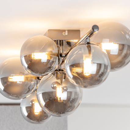 Brilagi - LED-pintakiinnitteinen kattokruunu MILLA 7xG9/3W/230V musta kromi/savulasi