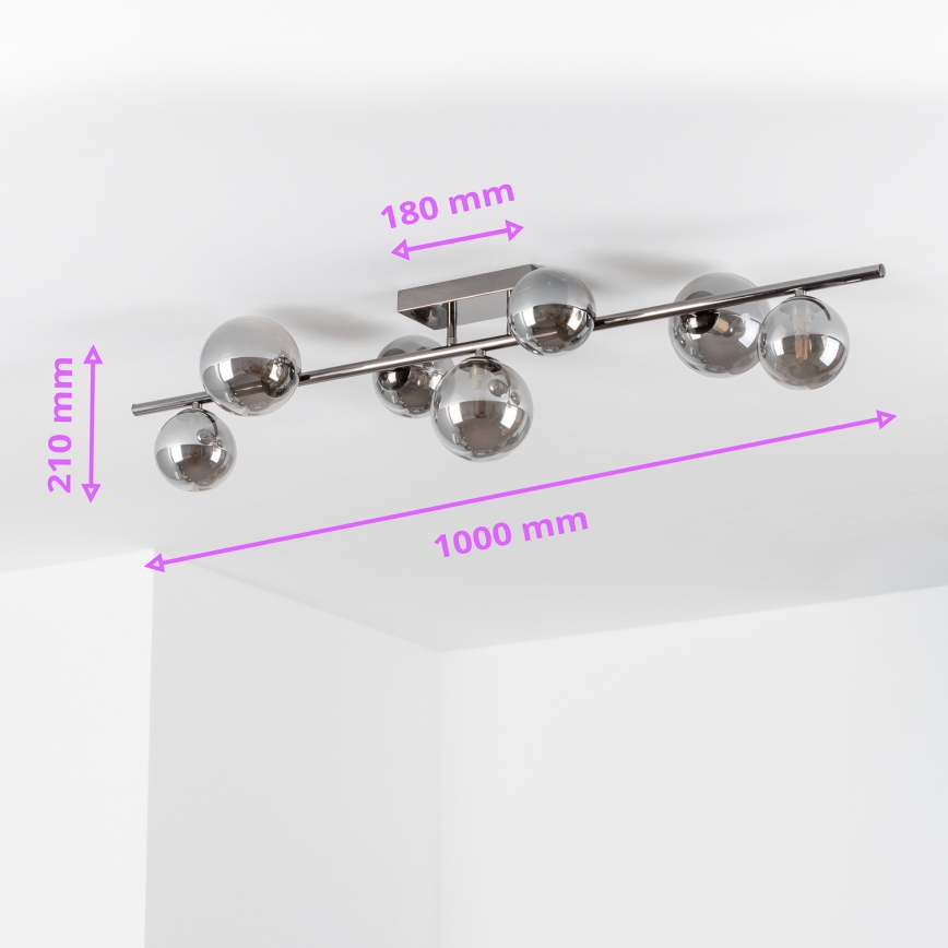 Brilagi - LED-pintakiinnitteinen kattokruunu MILLA 7xG9/3W/230V musta kromi/savulasi