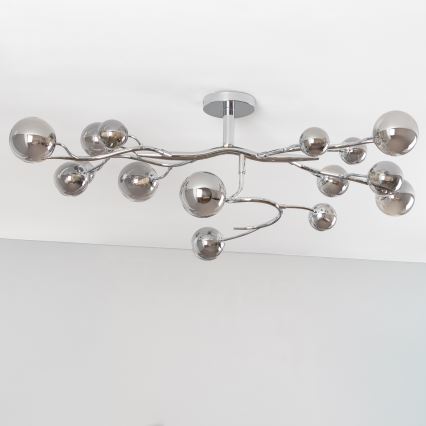 Brilagi - LED-pintakiinnitteinen kattokruunu MISTEL 15xG9/3W/230V musta kromi/savunvärinen