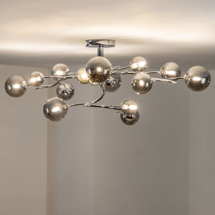 Brilagi - LED-pintakiinnitteinen kattokruunu MISTEL 15xG9/3W/230V musta kromi/savunvärinen