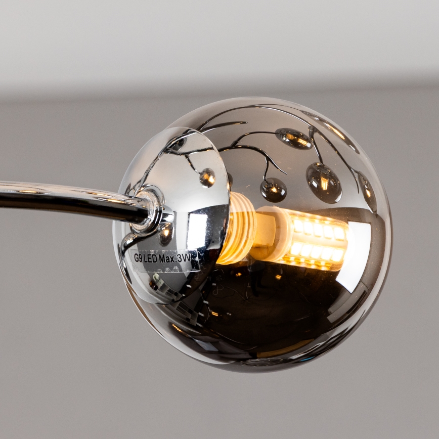Brilagi - LED-pintakiinnitteinen kattokruunu MISTEL 15xG9/3W/230V musta kromi/savunvärinen