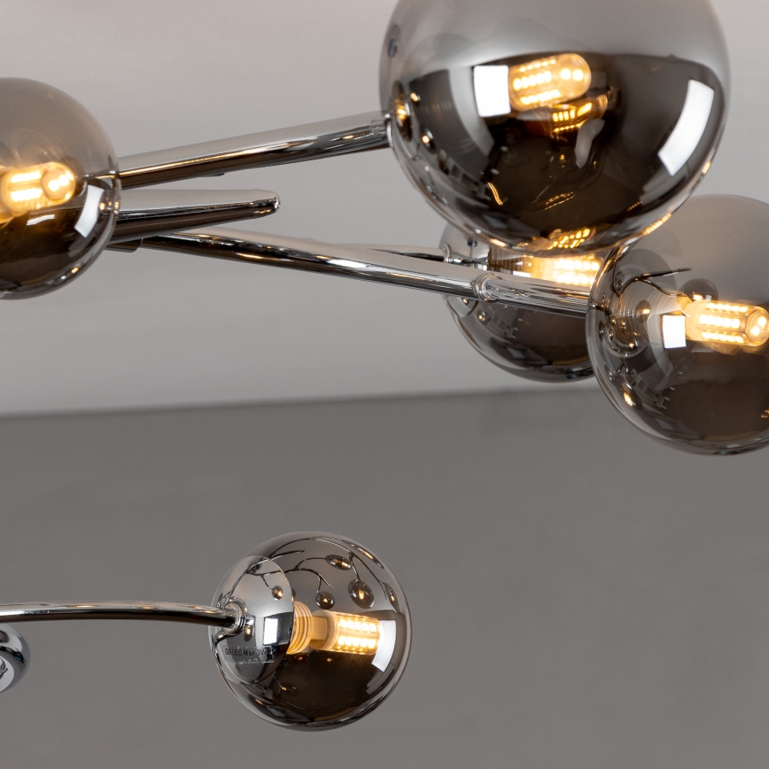 Brilagi - LED-pintakiinnitteinen kattokruunu MISTEL 15xG9/3W/230V musta kromi/savunvärinen