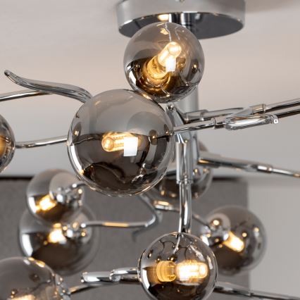 Brilagi - LED-pintakiinnitteinen kattokruunu MISTEL 15xG9/3W/230V musta kromi/savunvärinen