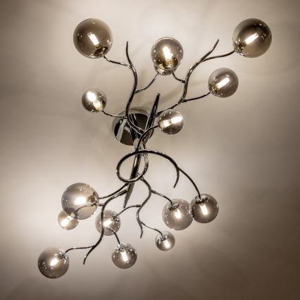 Brilagi - LED-pintakiinnitteinen kattokruunu MISTEL 15xG9/3W/230V musta kromi/savunvärinen