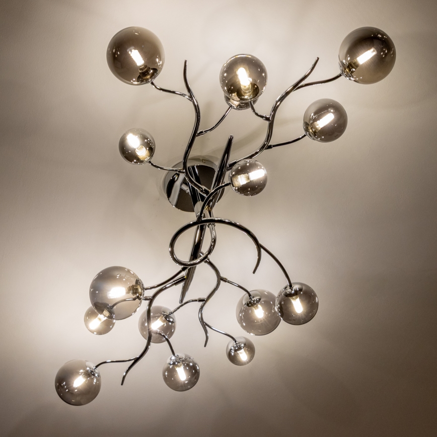 Brilagi - LED-pintakiinnitteinen kattokruunu MISTEL 15xG9/3W/230V musta kromi/savunvärinen