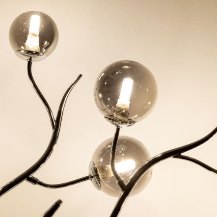 Brilagi - LED-pintakiinnitteinen kattokruunu MISTEL 15xG9/3W/230V musta kromi/savunvärinen