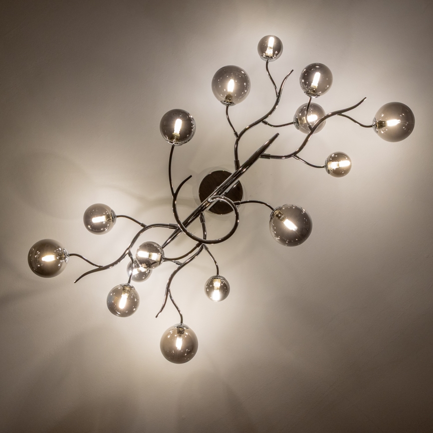 Brilagi - LED-pintakiinnitteinen kattokruunu MISTEL 15xG9/3W/230V musta kromi/savunvärinen