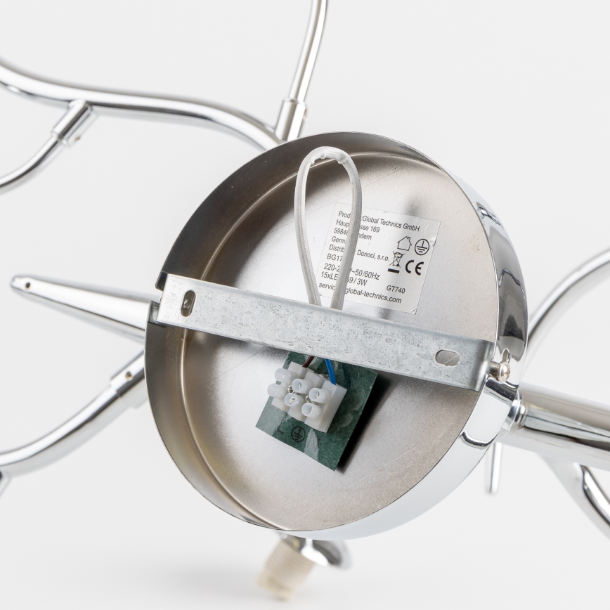 Brilagi - LED-pintakiinnitteinen kattokruunu MISTEL 15xG9/3W/230V musta kromi/savunvärinen