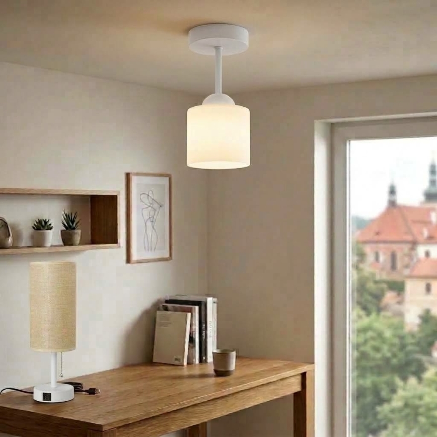 BRILAGI - LED pintakiinnitteinen kattokruunu RETRO GLASS 1xE27/60W/230V halkaisija 10 cm valkoinen