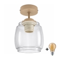 BRILAGI - LED pintakiinnitteinen kattokruunu RETRO GLASS 1xE27/60W/230V halkaisija 26 cm beige/savunharmaa