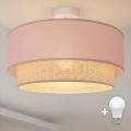 Brilagi - LED-pintakiinnitteinen kattovalaisin BOHO BOBO 1xE27/10W/230V halkaisija 40 cm vaaleanpunainen/kerma