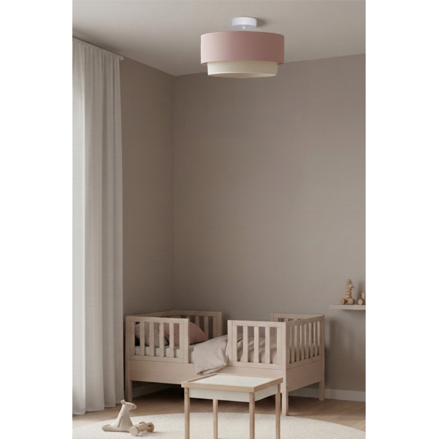 Brilagi - LED-pintakiinnitteinen kattovalaisin BOHO BOBO 1xE27/10W/230V halkaisija 40 cm vaaleanpunainen/kerma