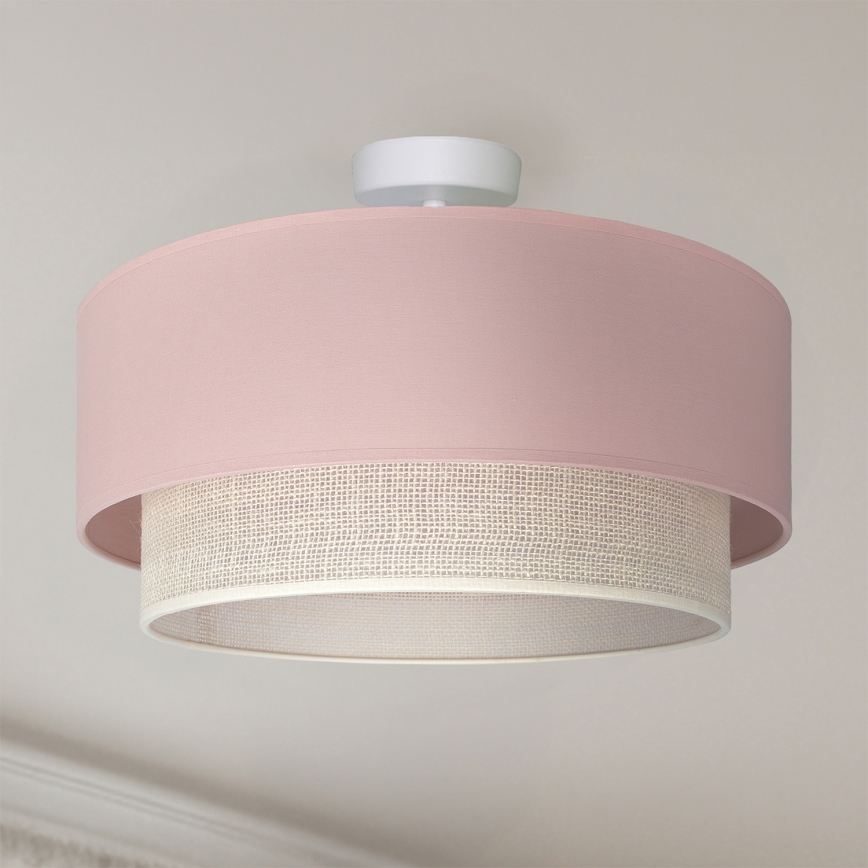 Brilagi - LED-pintakiinnitteinen kattovalaisin BOHO BOBO 1xE27/10W/230V halkaisija 40 cm vaaleanpunainen/kerma