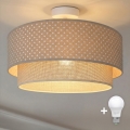 Brilagi-LED Pintakiinnitteinen kattovalaisin BOHO BOBO 1xE27/60W/230V, halkaisija 40 cm, pilkullinen beige/kerma