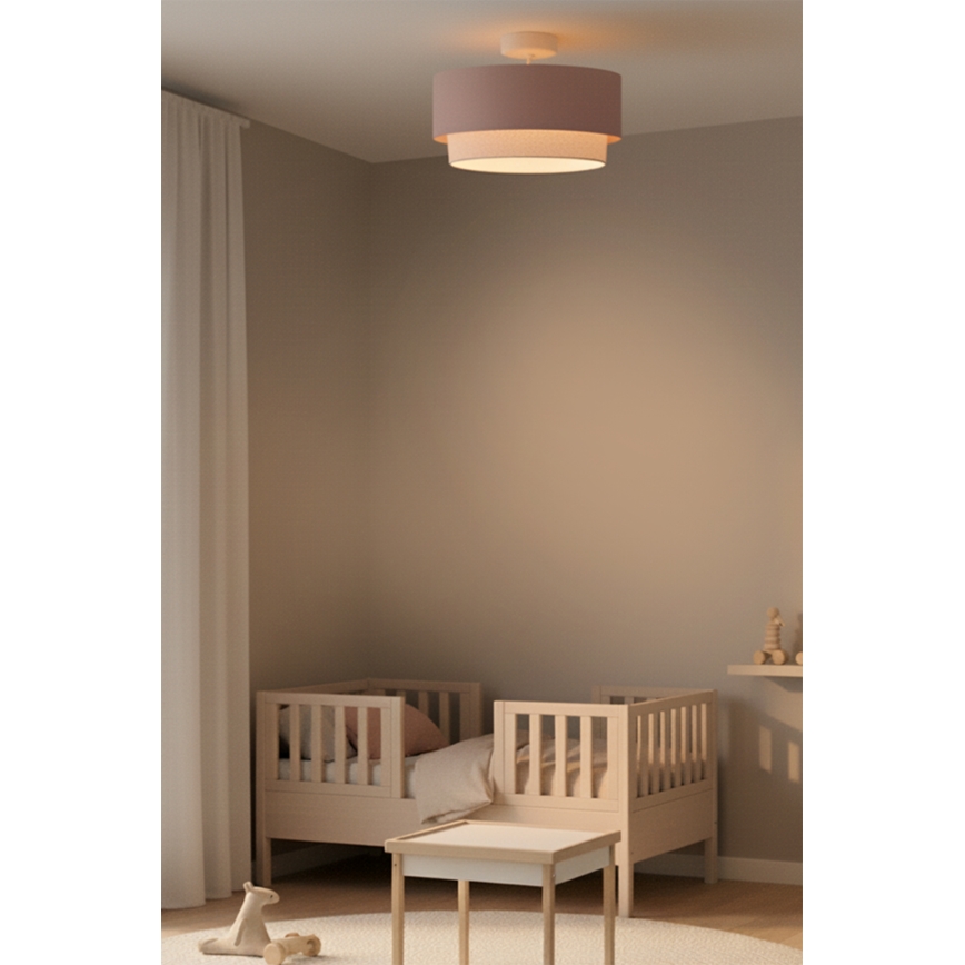 Brilagi - LED-pintakiinnitteinen kattovalaisin BOHO BOBO 1xE27/60W/230V halkaisija 40 cm vaaleanpunainen/kerma