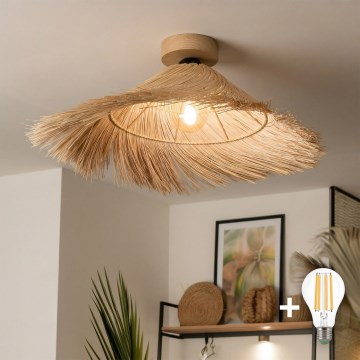 Brilagi - LED-pintakiinnitteinen kattovalaisin CERIA BOHO 1xE27/40W/230V halkaisija 100 cm rottinki/tammi
