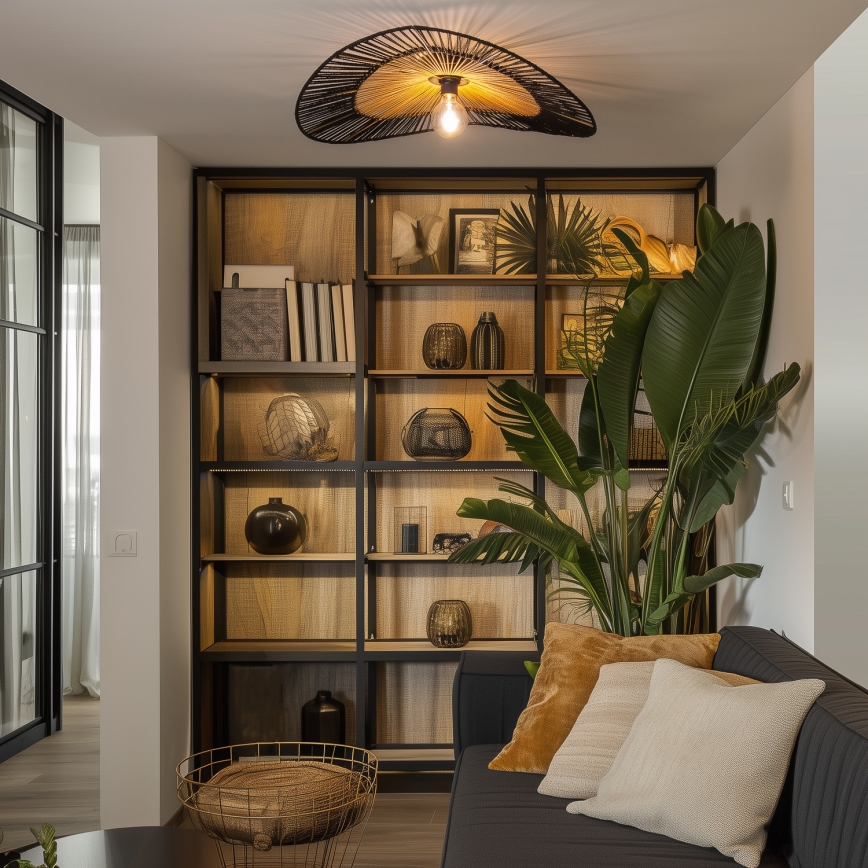 Brilagi - LED pintakiinnitteinen kattovalaisin CERIA BOHO 1xE27/40W/230V halkaisija 50 cm musta/ruskea