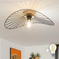 Brilagi - LED-pintakiinnitteinen kattovalaisin CERIA WIRE 1xE27/40W/230V 40x56 cm musta/tammi